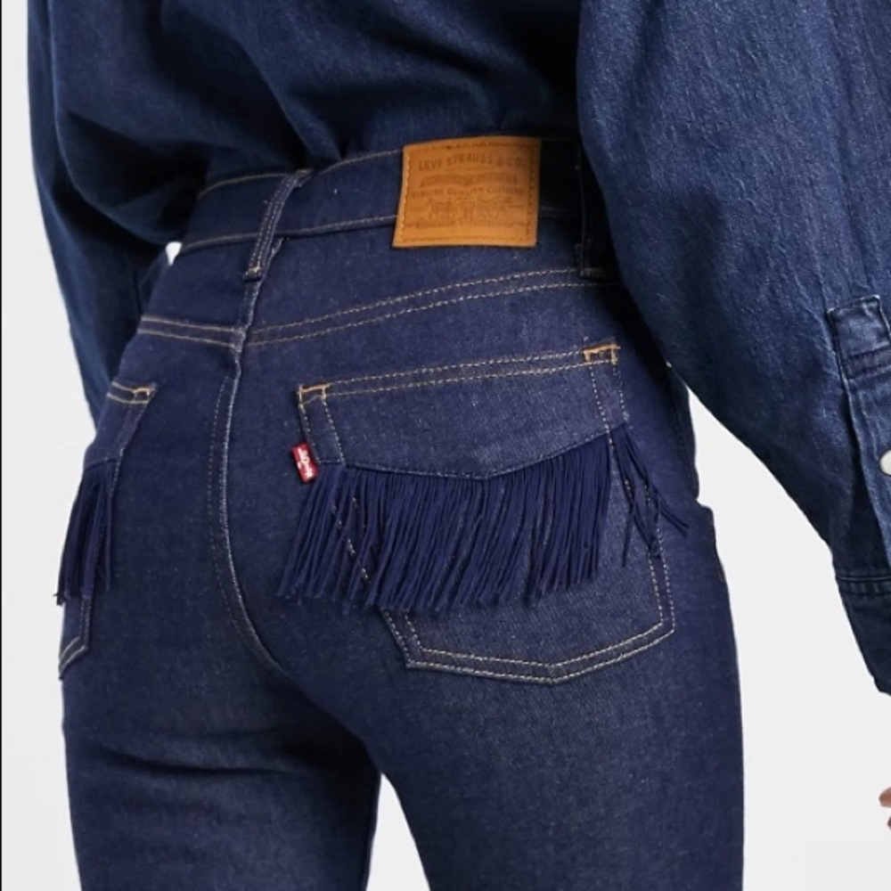 Levi’s Wedgie Straight No Mans Land Fringe Jeans - Picture 1 of 8